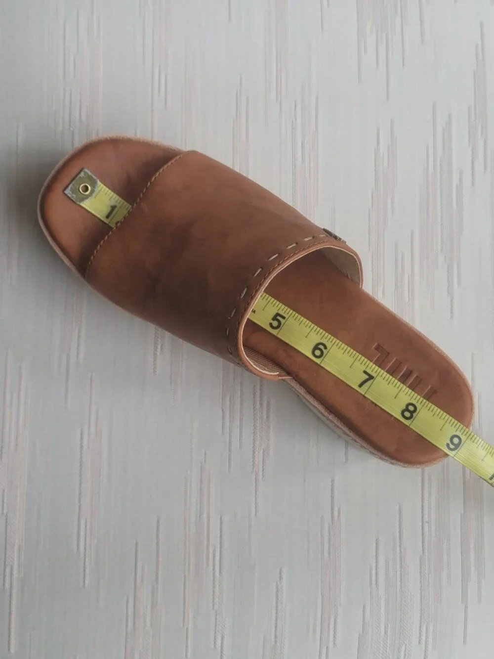 Frye Hazel Tan Leather Wood Platform Clogs Boho Mule Slide Sandal 70s Size 6M